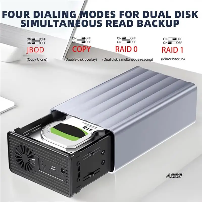 

Dual Bay HDD/SSD Case 2.5/3.5 Inch External Hard Drive Enclosure With RAID Function For PC