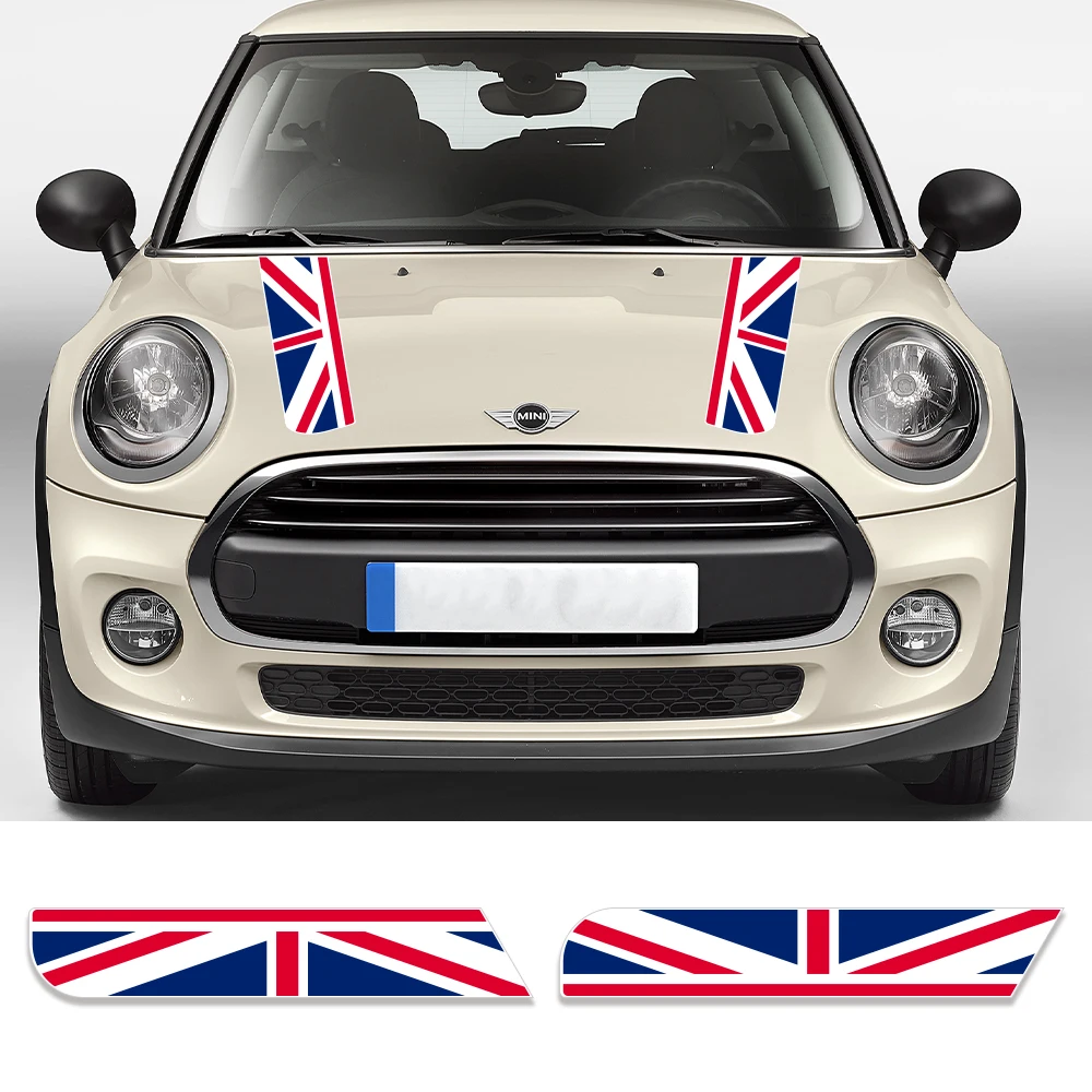 Bonnet Union Jack Stripes Vinyl Graphics Decals Sticker For MINI Cooper S R55 R56 F56 F55 F57 F60 R60 Countryman JCW Accessories