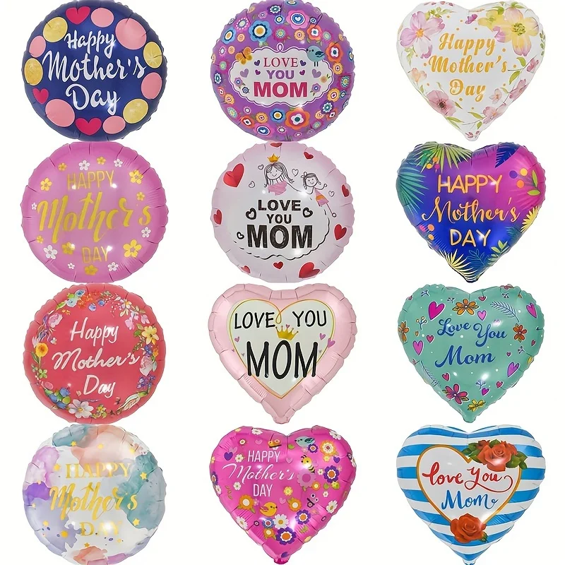 10pcs 18inch Mother's Day Decorations Balloons I Love You Mom Happy Mother's Day Aluminum Film Balloons Mothers Gifts