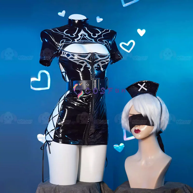 

NieR:Automata YoRHa No. Костюм для косплея типа B 2, сексуальная темная медсестра, вечерние костюмы для ролевых игр на Хэллоуин, женский костюм COSFun