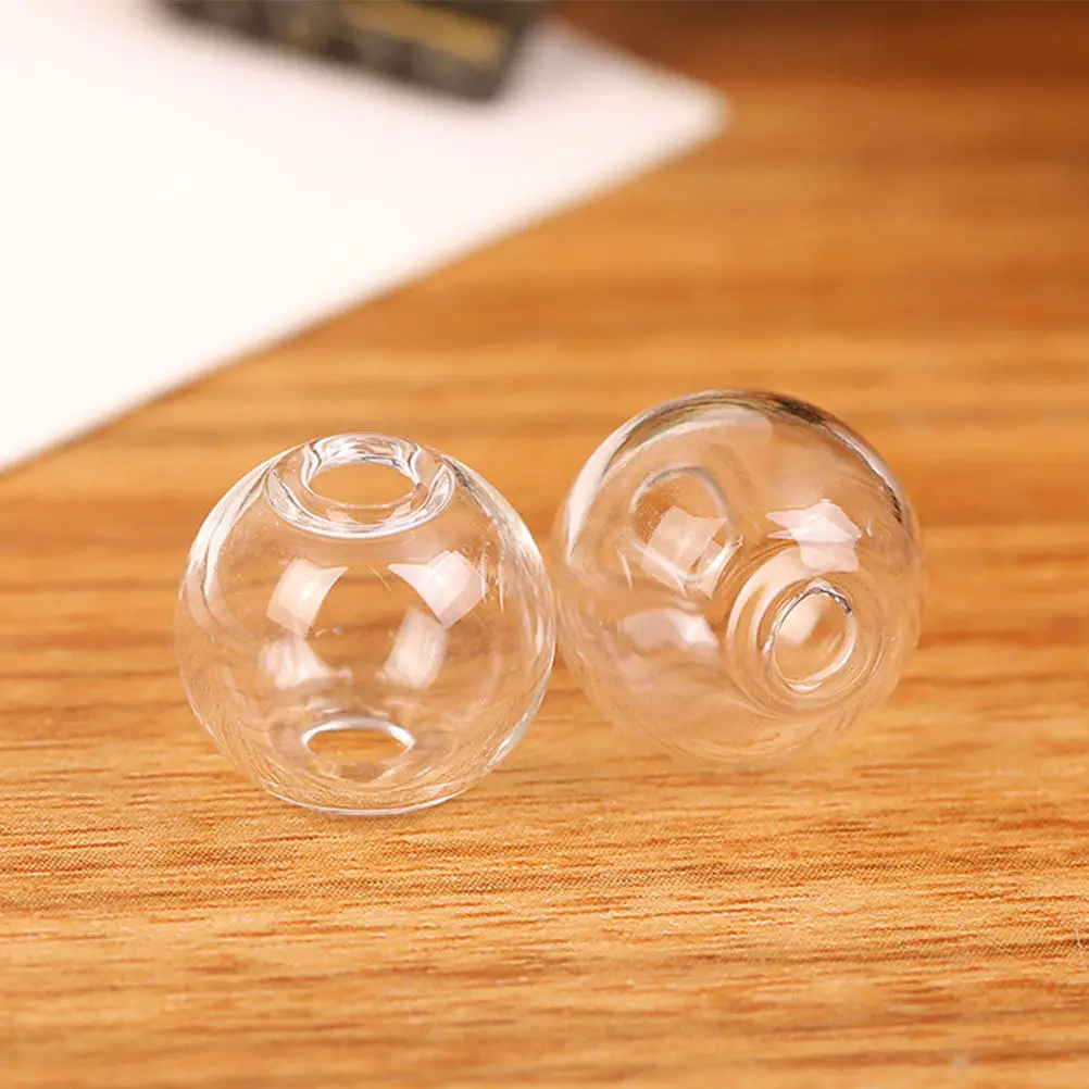 100個入り-ガラス製ボール型ジュエリーパーツ-透明な中空球-diy用。ネックレス、ブレスレット、キーホルダーの製作材料として。