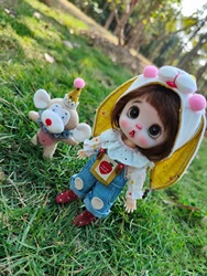 Ob11 Bjd doll clothes Denim strap suit