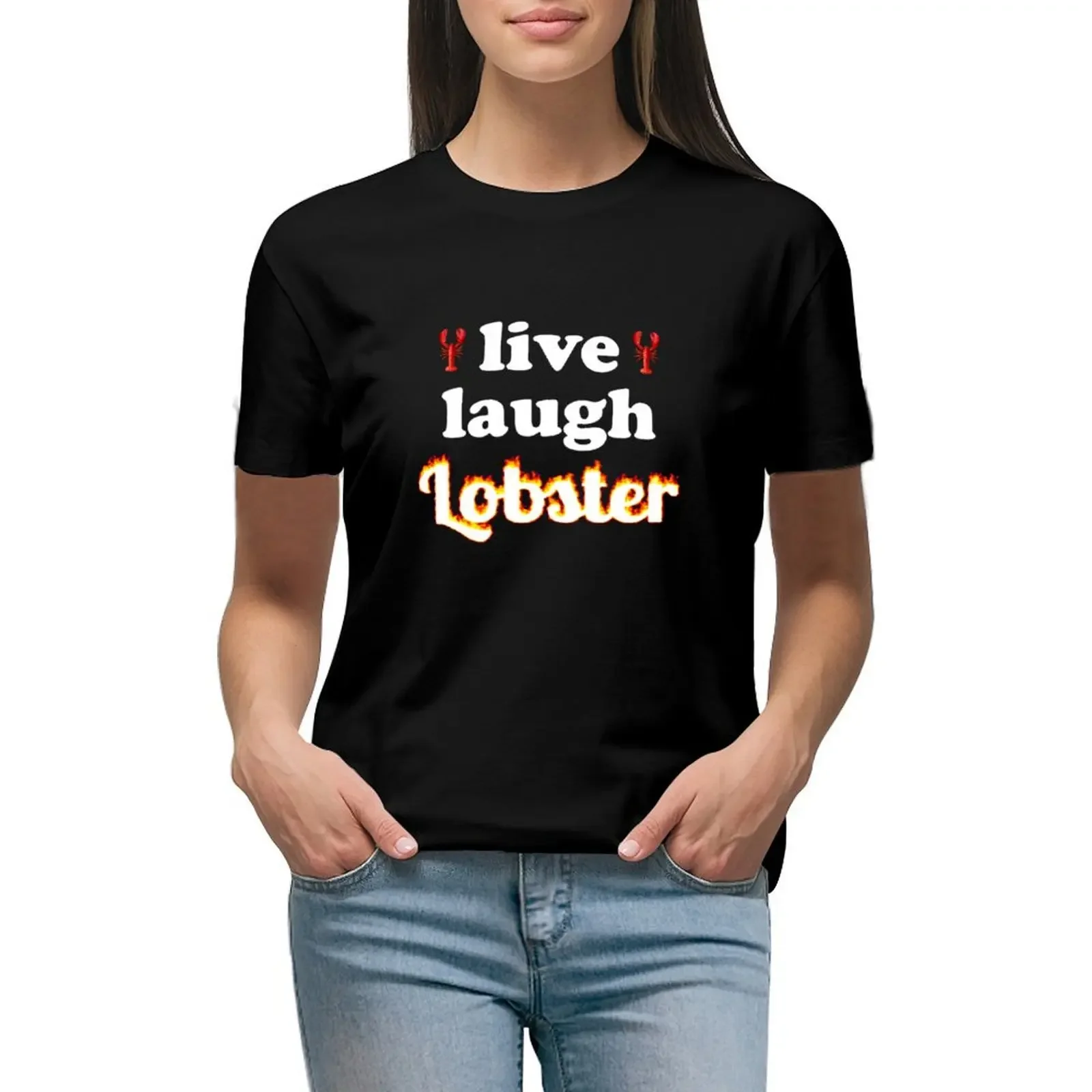 

live laugh lobster T-Shirt kawaii clothes cute tops animal prinfor T-shirts for Women