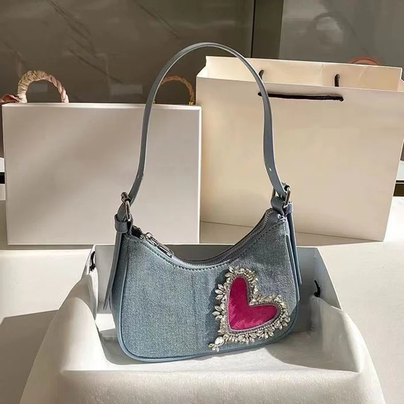 

Women Pink Heart Printing Shoulder Bag Fashionable Casual Lightweight Daily Outing Shopping Appointment Small Handbag