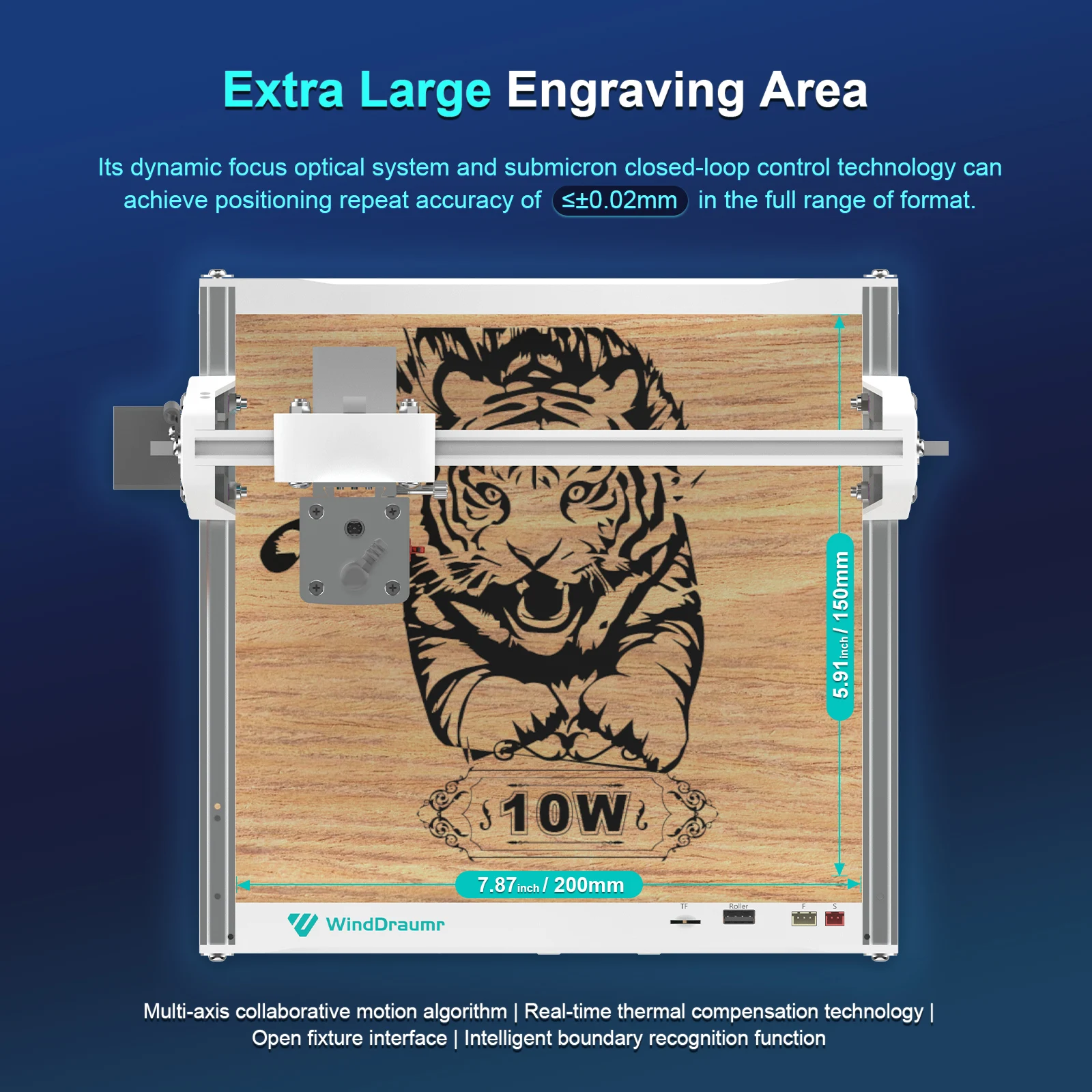 WindDraumr P1 Max graveur Laser 10W Machine de gravure Laser Portable CNC outil de coupe pour bricolage bois métal acrylique verre cuir