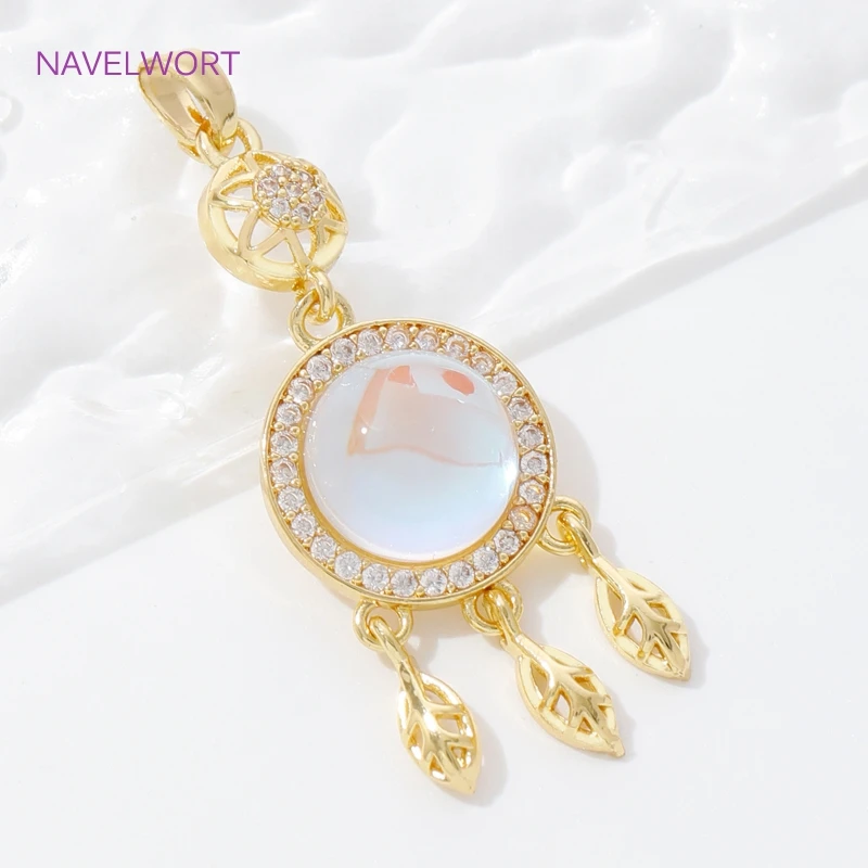Trendy 18K Gold Plated Brass With Zircon Dream Catcher Charm Pendant For Necklace Jewelry Making Supplies DIY Accessories