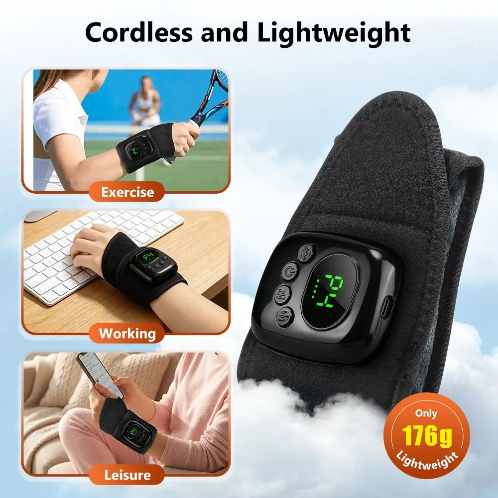 Heat Compress Cordless Hand Massager Multiple-Level Adjustable Pressure with Heat and Compression Electric Hand Massager