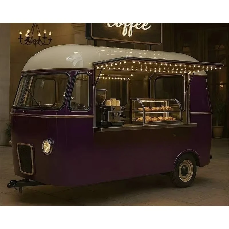 عربة بيع الوجبات السريعة المخصصة في الهواء الطلق المحمول COC DOT CE شاحنة طعام قابلة للقطر معتمدة للقهوة معتمدة من COC DOT CE