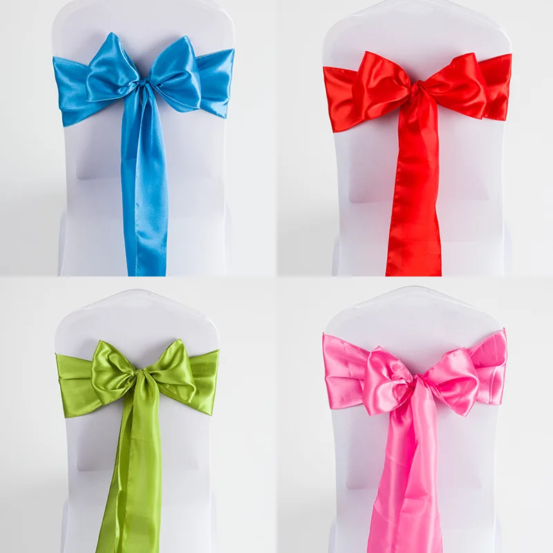 

10pc Solid Color 275cm Ribbon Ribbon Ribbon Banquet Wedding Chair Back Decoration Chair Back Bow Chair Cover Bow Chair