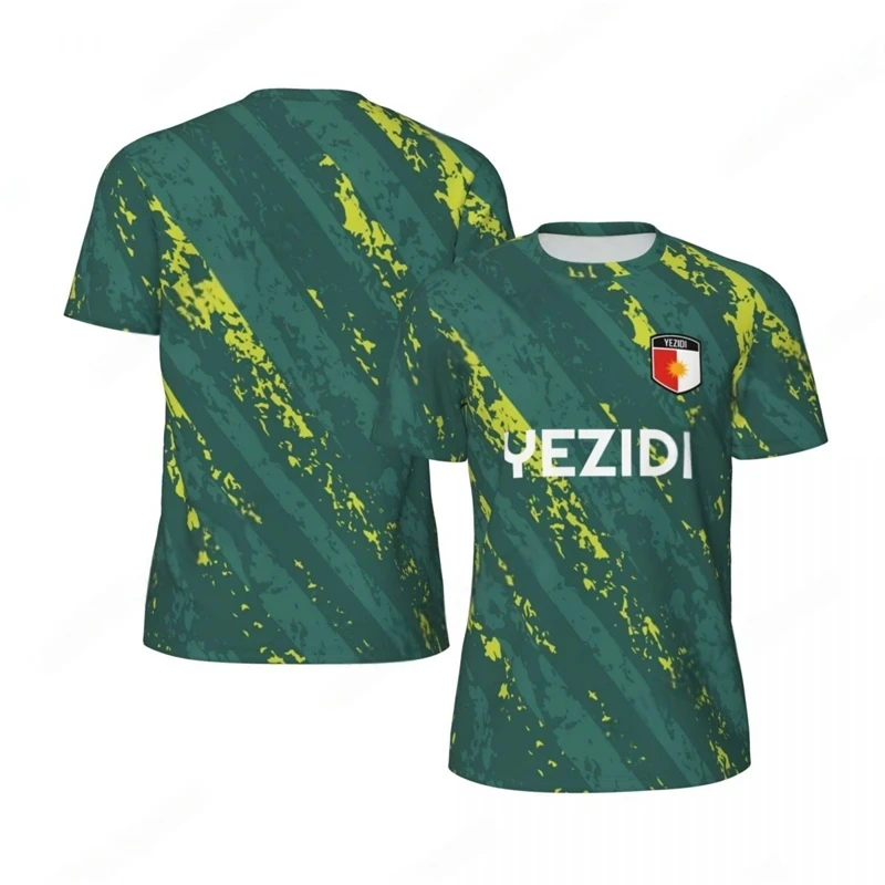 Fashion Yezidi Flag Graphic T Shirts Maillot Football For Men Trend 3D National Emblem Printed Sports Qucik Dry T-shirts Tops