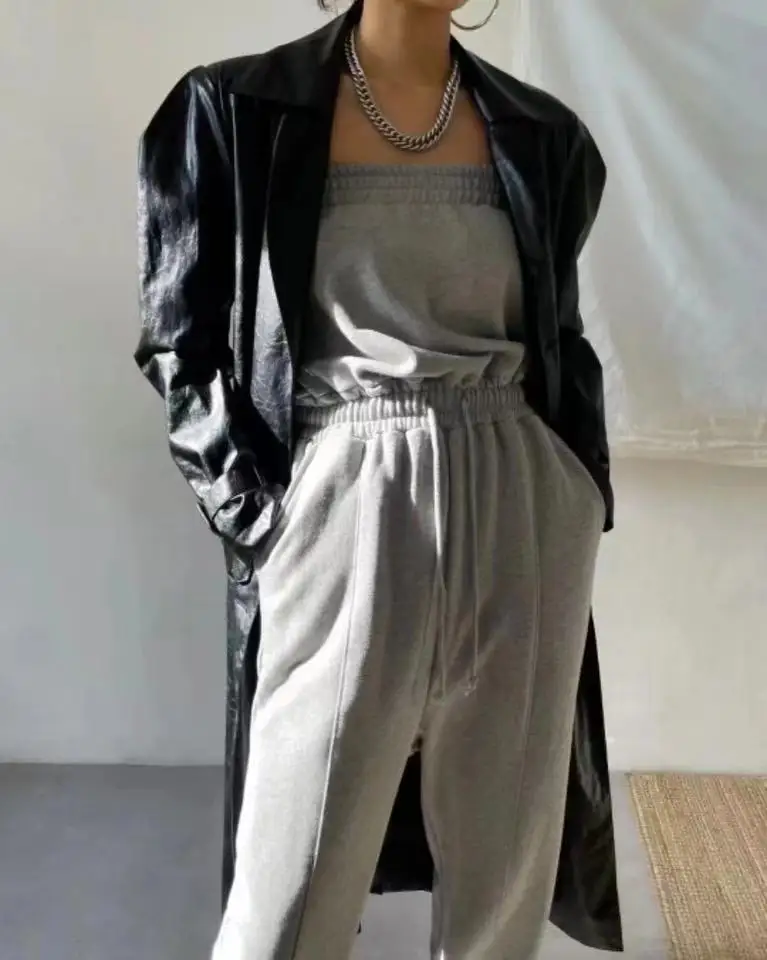 

Джинсовая ткань с высокой талией, женские весенние брюки из хлопчатобумажной ткани, прямые длинные брюки, цельный костюм