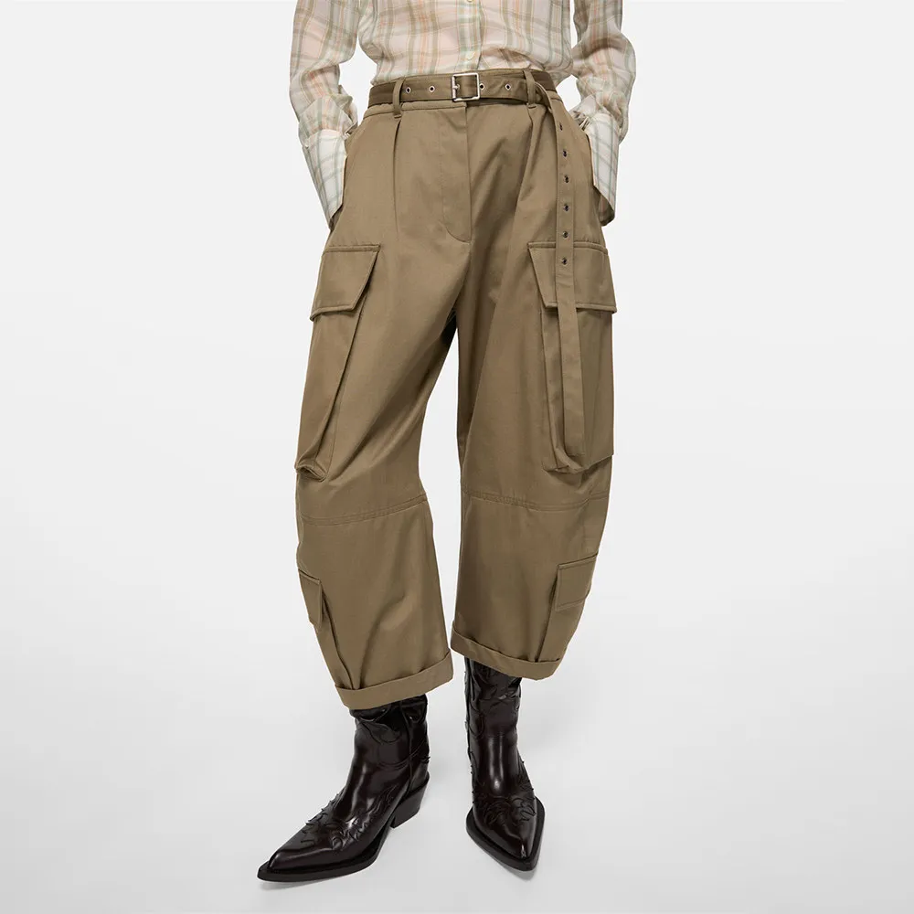 

2026 New Limited Edition High-Waisted Workwear Pants with Multiple Pockets and Sabre-shaped Front Cuffs for Women trousers