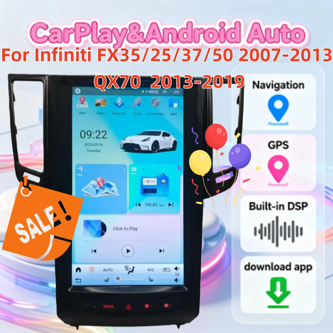 Wireless CarPlay Multimedia Video Player Bluetooth For Infiniti FX35/25/37/50 QX70 2007-2019 Android Car  GPS Navi Head Unit DSP