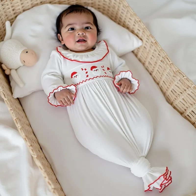 ثوب نوم سانتا كريسماس لحديثي الولادة - طقم بيجامة بأكمام طويلة لعيد الميلاد الأول للفتيات الصغيرات. ملابس للفتيات الصغيرات.ropa de bebé #1