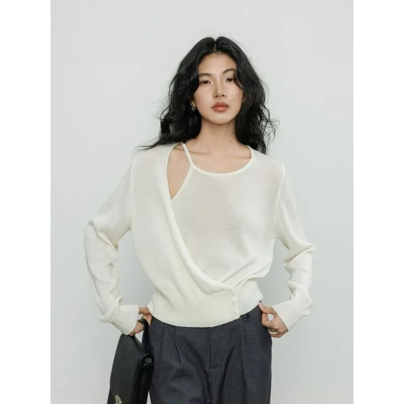 

2025 New Spring Deconstruction Design Pullover Women Korean Fashion Long Sleeved Loose Female Top Casual Sweaters