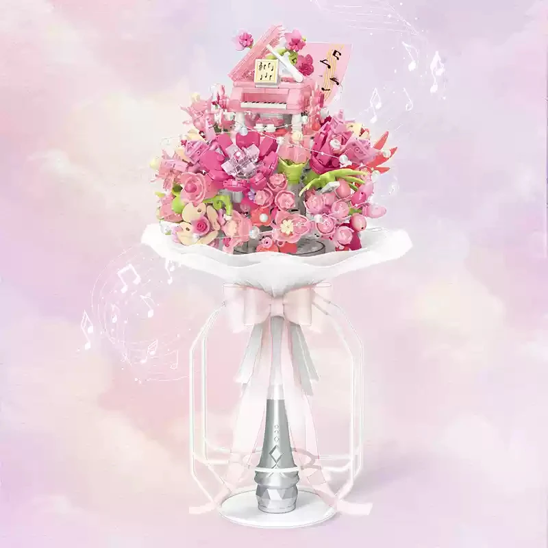 Pinlepai-Bouquet de Fleurs en Briques pour Enfant, Ensemble de Nuit, Plante Botanique Romantique, Moc, Jouets en Fleurs