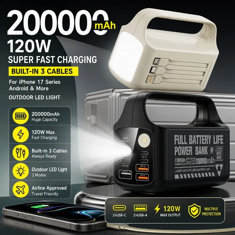 Wholesale Portable 120W Power Bank Super Fast Charging Energy Storage 50000mAh Mobile Power Supply