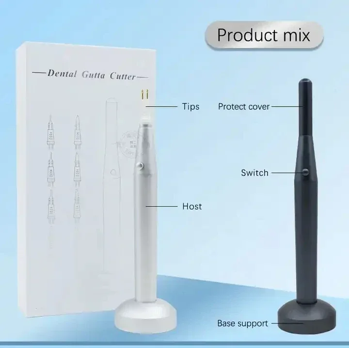 1pc Oral Gutta Percha Cutter Matel Body Endos Wireless Obturations System with 8PCS Heating Tips Root Canal Therapy Equipment