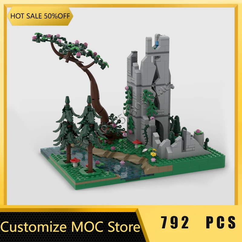 

792 Parts Medieval Fortress Model Moc Building The Ruins Of Tower Castle Modular DIY Sets Assembly Blocks Toys Christmas Gifts