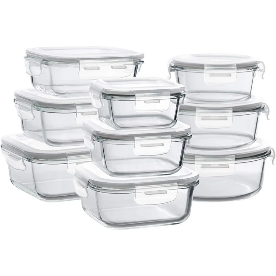 

BAYCO Glass Storage Containers with Lids 9 Sets for Meal Prep and Food Storage Airtight BPAFree LeakProof Durable Glass Contain