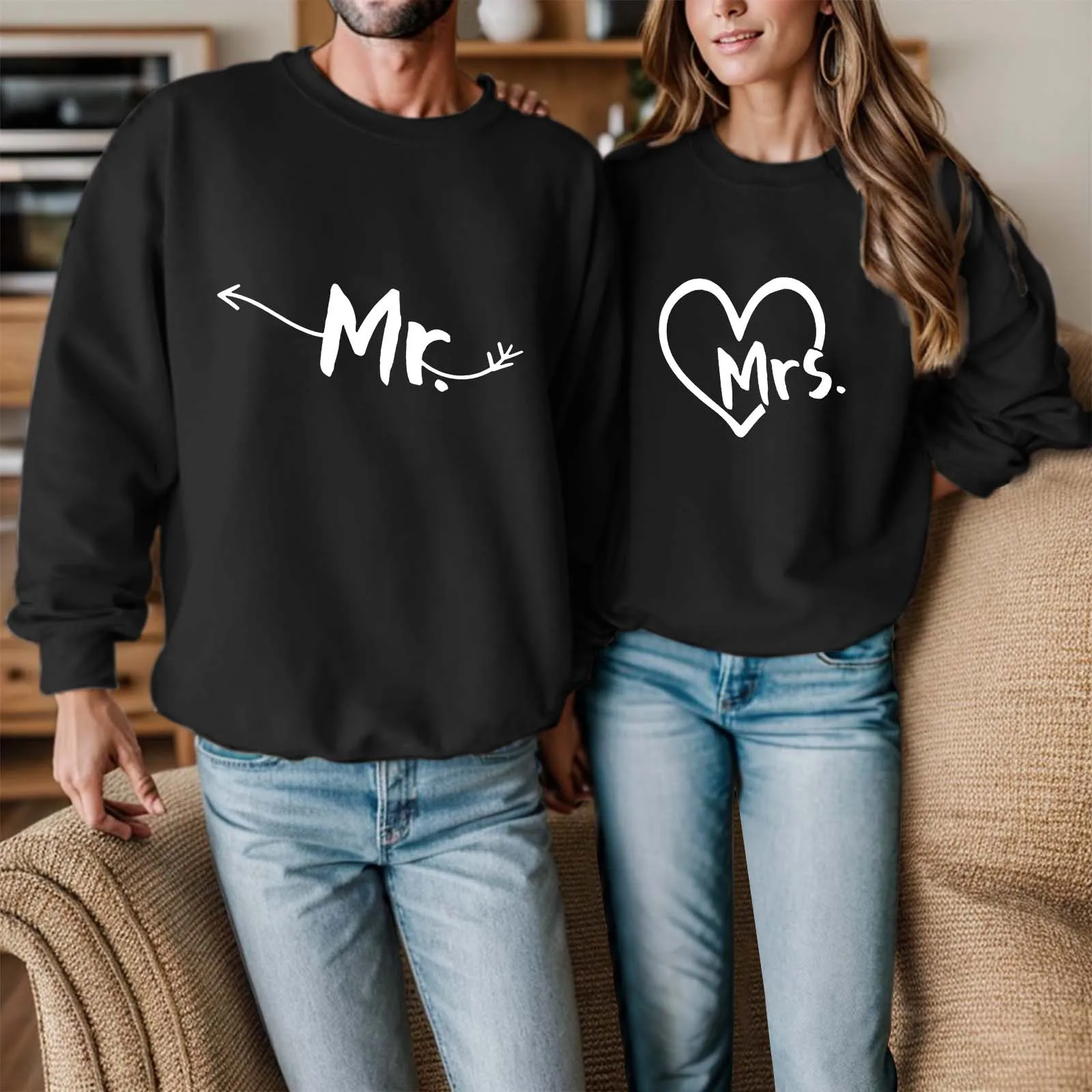 

Couple's Casual And Sports Style Hoodie With Valentine's Day Print Letters For Lovers (Men) Men's Sweatshirt