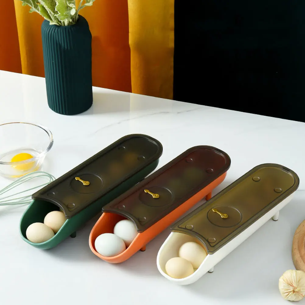 

3 Pcs Egg Storage Containers Slope Design for Refrigerator ganization Secure Slot to Keep Eggs Fresh Plastic Bins