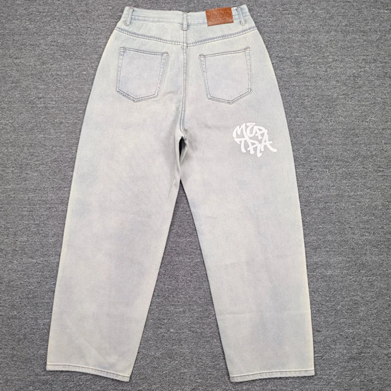 Fashion Versatile New Men's Loose Straight Tube Mertre Jeans Street Trend Printed Minimalist Pants
