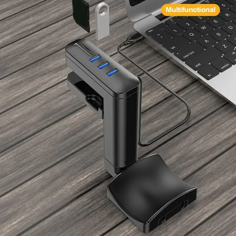 Headphone Hanger Under Desk Stand Headphone Hook Under Desk Headset Stand With USB Ports Headphone Holder Mount
