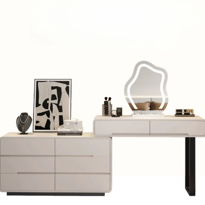 Makeup Luxury Dressing Table White Cabinet Led Storage Vanity Table Modern Minimalist Tavolo Trucco Console Furniture