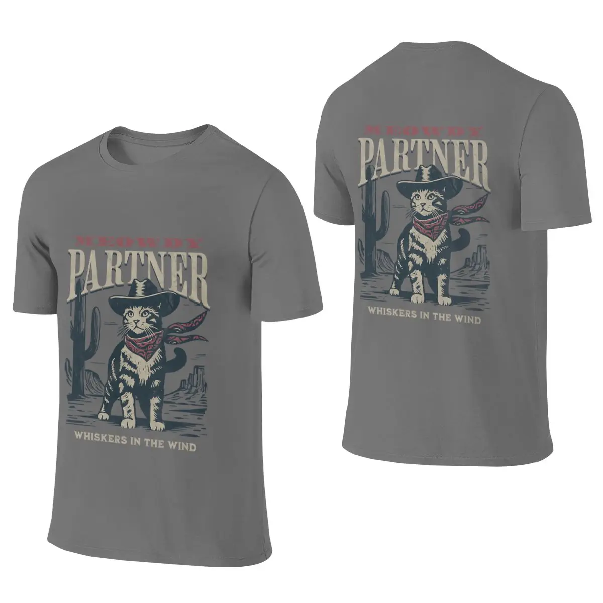 Meowdy Partner Whiskers In The Wind Lengthening Reversible T-shirt Street Sports Everyday Versatility Basic Tee