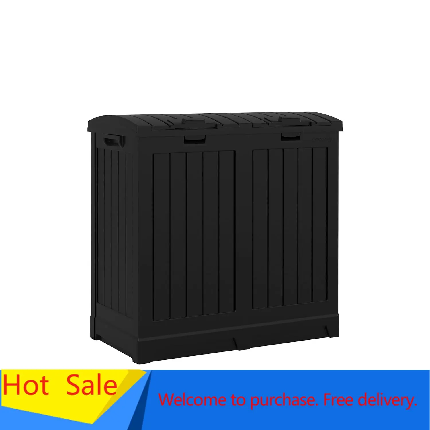 

Dual Trash Hideaway Cabinet for Garbage and Recycle Bags, Discrete Outdoor Trash Cabinet with Concealed Trash Bag Holders, Holds