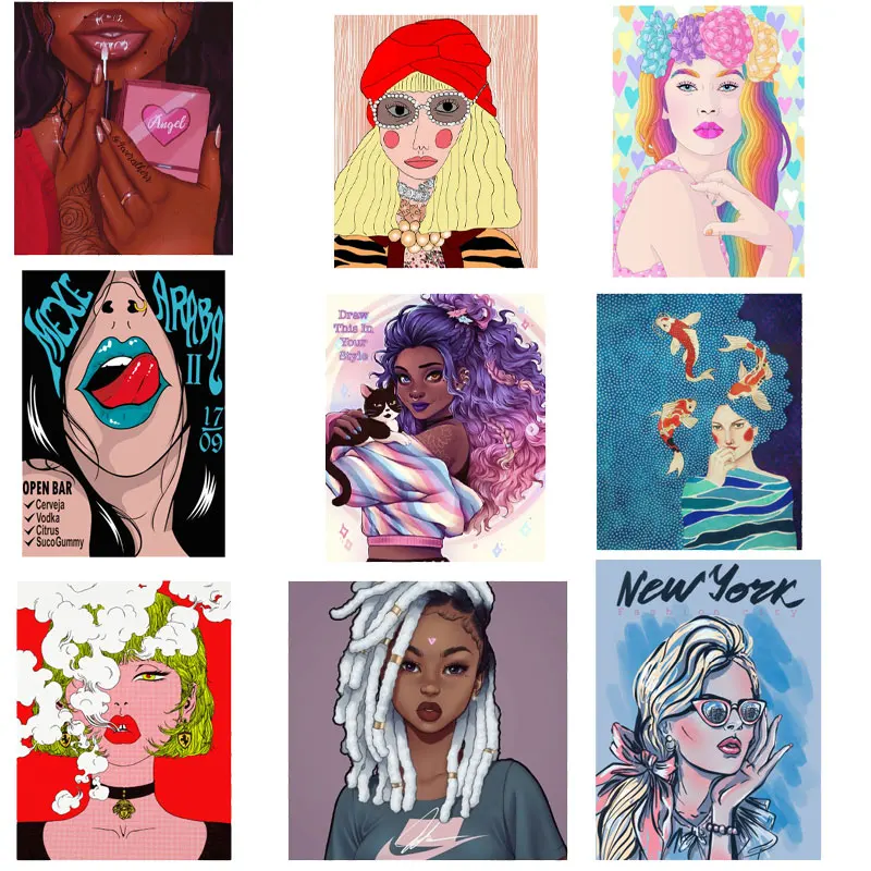 Fashion Woman Patch Iron on Patches for Clothing Thermoadhesive Patches Thermal Sticker Heat Transfer Decoration Appliqued