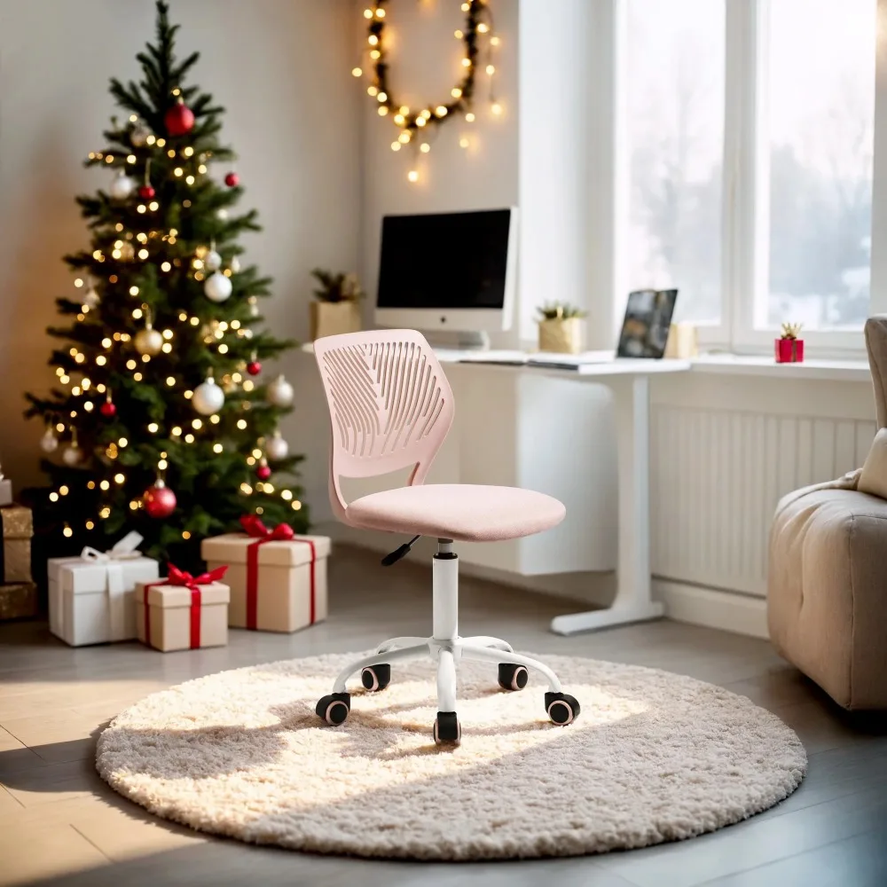 Настольный стул, регулируемый по высоте небольшой учебный компьютерный стул для студентов, детей-подростков с колесиками, Morandi Pink