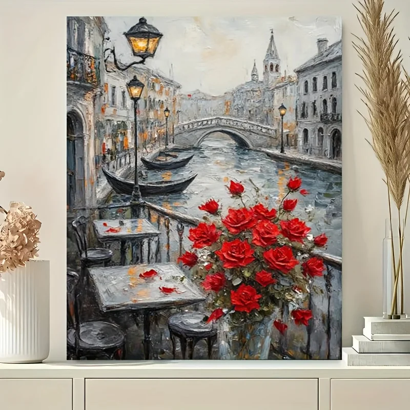 Professional Art Use] 1pc Beginner Adult Digital Painting Kit – Includes Acrylic Paints, Canvas, 3pcs Brushes, And Instructio