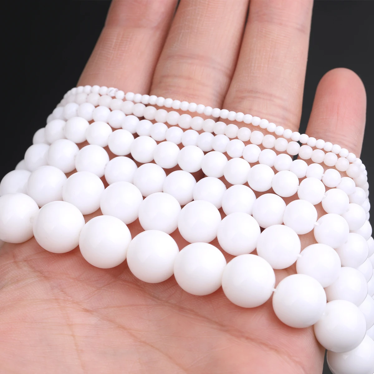 

Natural Stone Beads White Porcelain Ceramic Round Loose Beads 3 4 6 8 10 12mm For Bracelets Necklace Jewelry Making