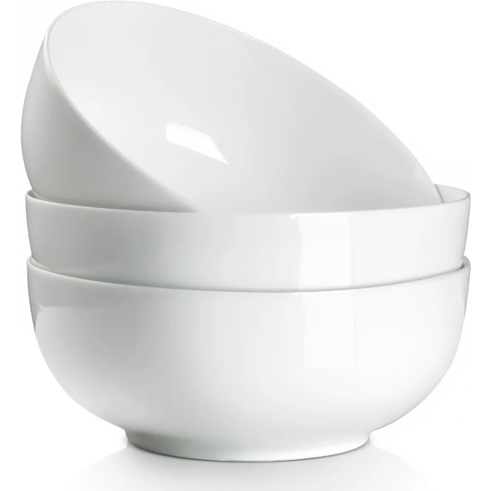 

60 Ounces Large Soup Bowl, 8 Inches Pho Bowls, Large Ramen Bowls Set of 3, Off-White Porcelain Big Serving Bowls for Salad and