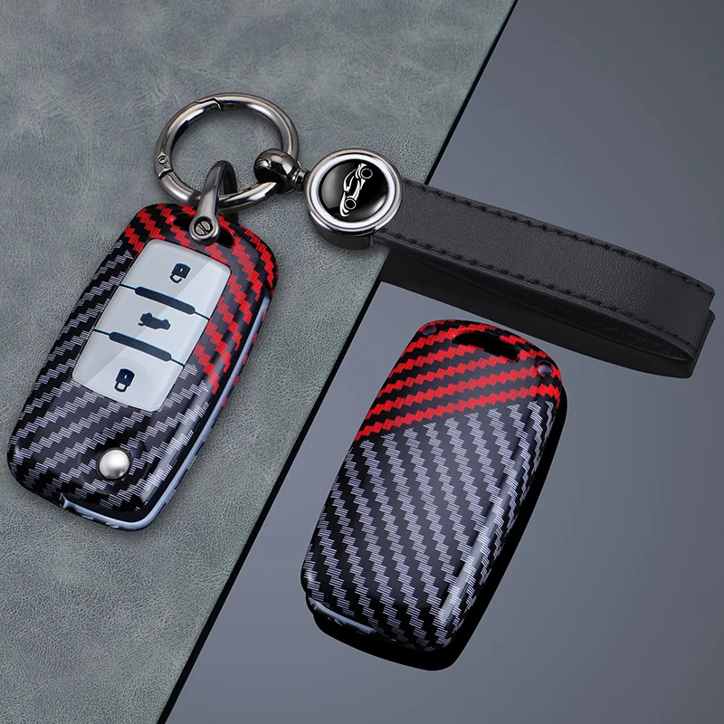 ABS Carbon Fiber Car 3 botton Key Case Cover For VW Volkswagen Polo Tiguan Passat B5 B6 B7 Golf 4 5 6 MK6 Jetta Lavida For Skoda