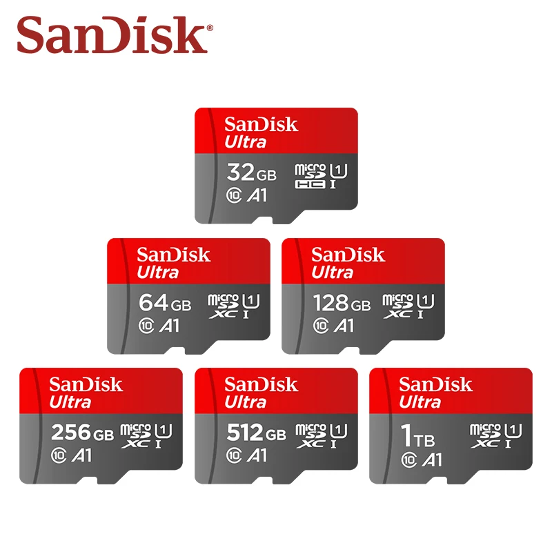 Карта памяти SanDisk Ultra MicroSDXC USH-I A1 U1 C10 TF Card 32 ГБ 64 ГБ 128 ГБ 256 ГБ 512 ГБ 1 ТБ Flash 150 МБ/с Карта памяти Micro SD