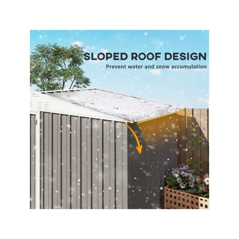 سقيفة تخزين فولاذية مقاس 7 × 4 لأدوات الحديقة باللون الأبيض