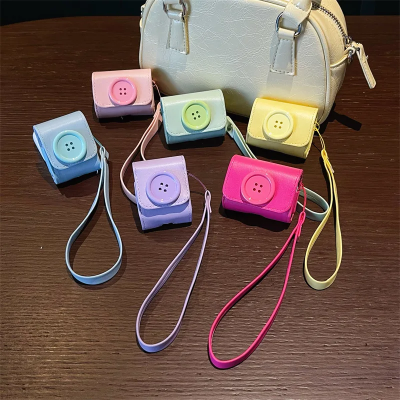 

Macaron Colored 3D Button Case for AirPods 4 Airpod 1 2 3 Pro Pro2 Bluetooth Earbuds Charging Box Protective Earphone Cover