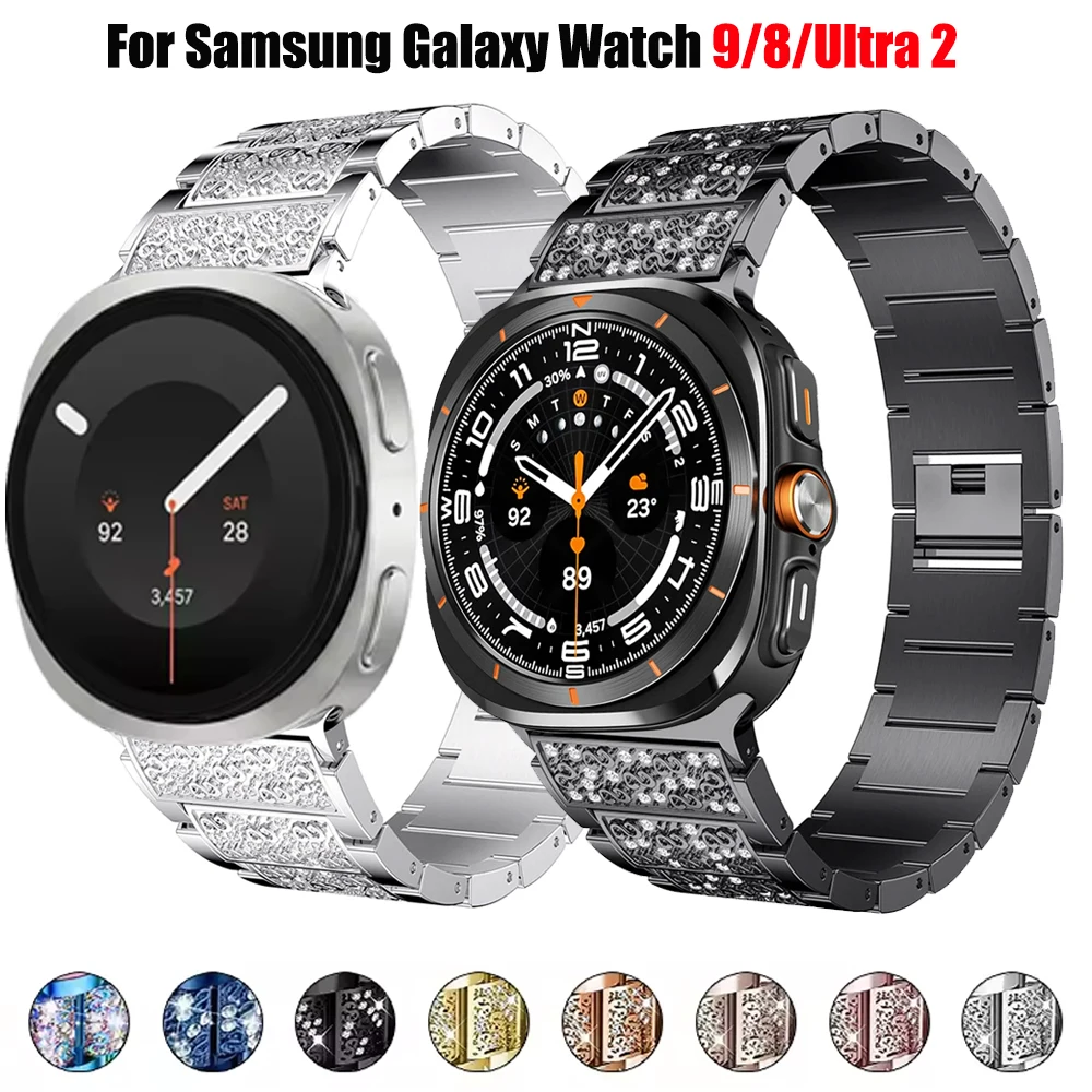 Diamond Women Bracelet For Samsung Galaxy Watch 9/8 40mm 44mm 8 Classic 46mm Metal Strap For Galaxy Watch Ultra 2 47mm 2026 Band