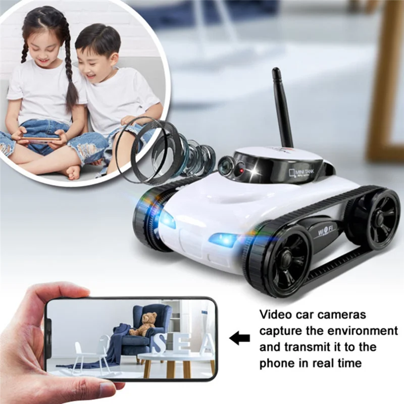 Excellent-FPV WIFI RC Mobil Kualitas Waktu Nyata Kamera Mini Video Remote Control Tangki Robot Aplikasi Cerdas Nirkabel Untuk Anak-anak