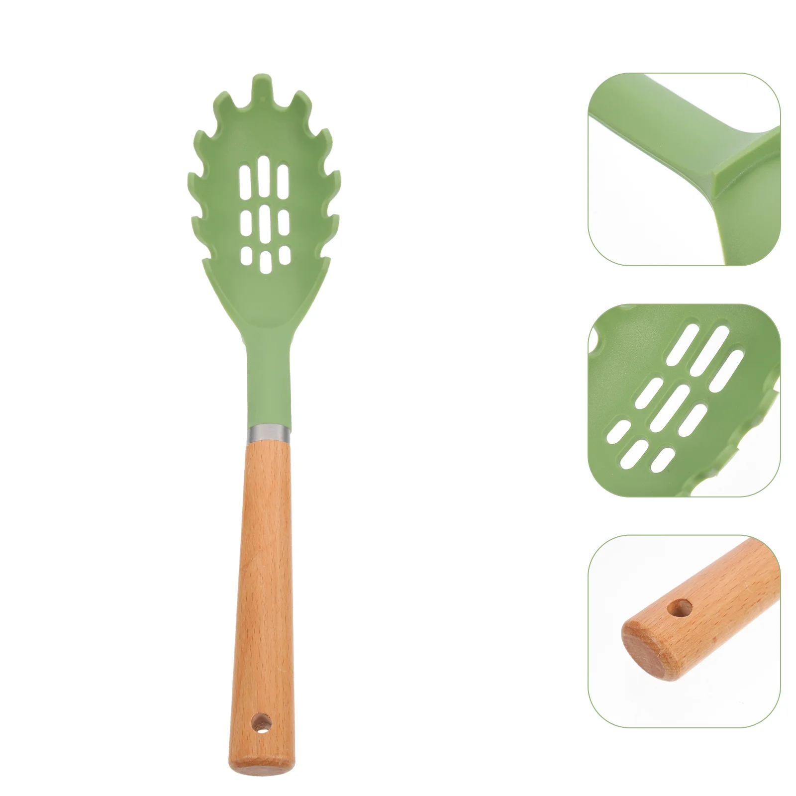 

Fork Wooden Handle Silicone Pasta Kitchen Silica Gel Spaghetti Strainer