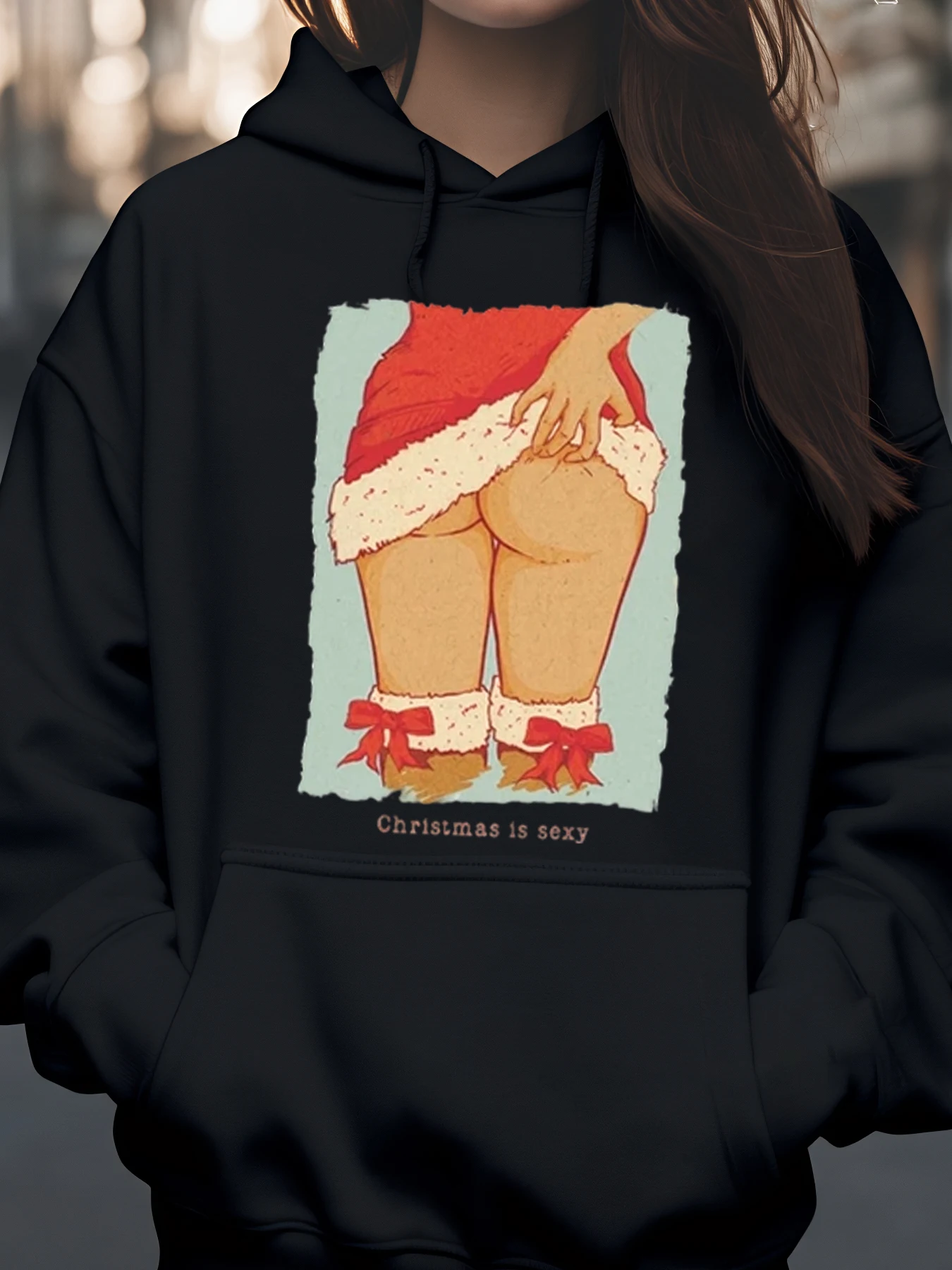 عيد الميلاد سانتا فتاة طباعة هوديي عطلة عارضة ارتداء أزياء المرأة #1