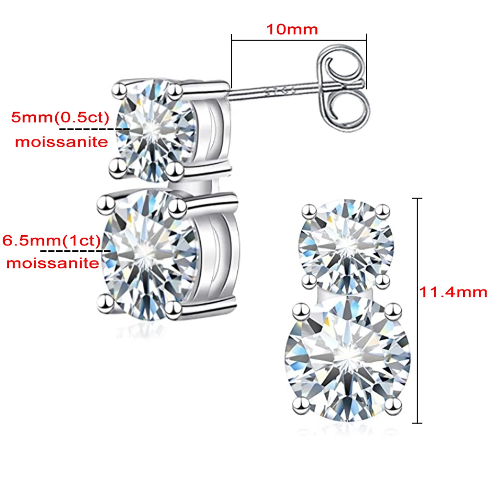 4.8cttw Moissanite Jewelry Set For Women D VVS1 Diamond 100% 925 Sterling Silver 18K Plated Pendant Necklace Stud Earring Gifts