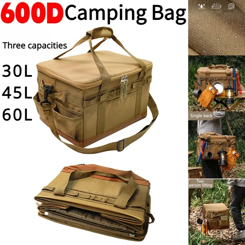 

30L/45L/60L Picnic Bags Outdoor Camping Storage Bag Folding Large Capacity Box for Family Camping & Hiking Cooking Supplies Tool