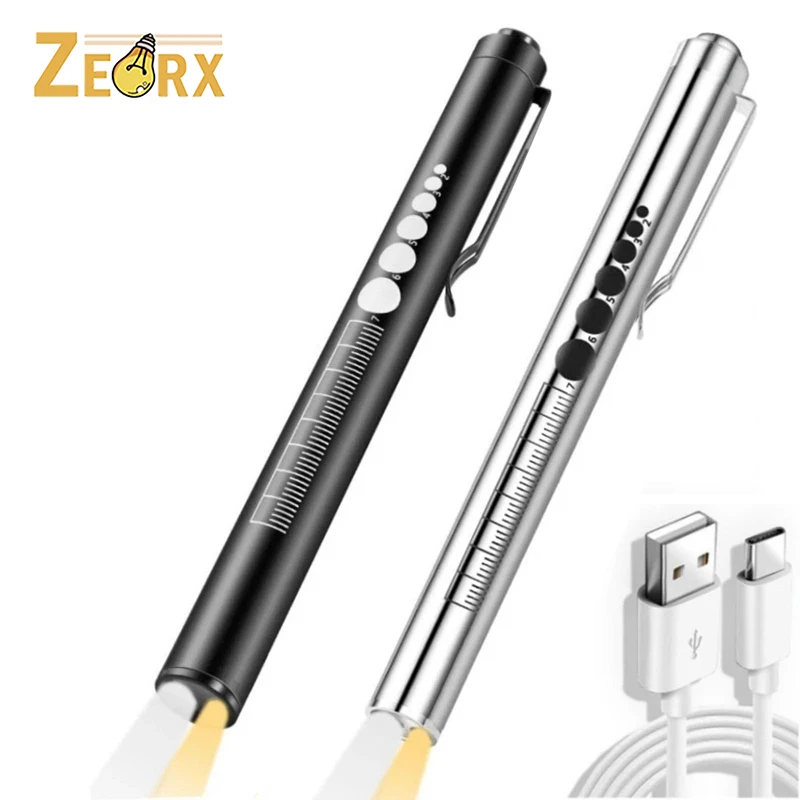 

Pen Flashlight Bright White+Yellow Dual Light Source USB C Rechargeable, Mini Pocket Flashlight with Clip Rechargeable Battery
