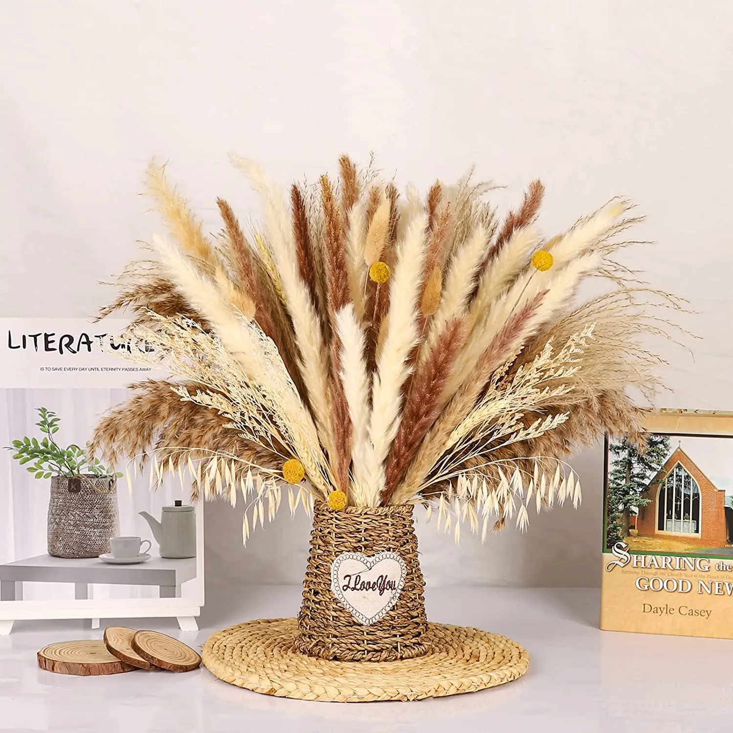 

135pcs Natural Dekoration Pampas Grass Dried Flowers Decor Bouquet Fluffy Pampas Grass Plant for Home Party Wedding Boho Decor