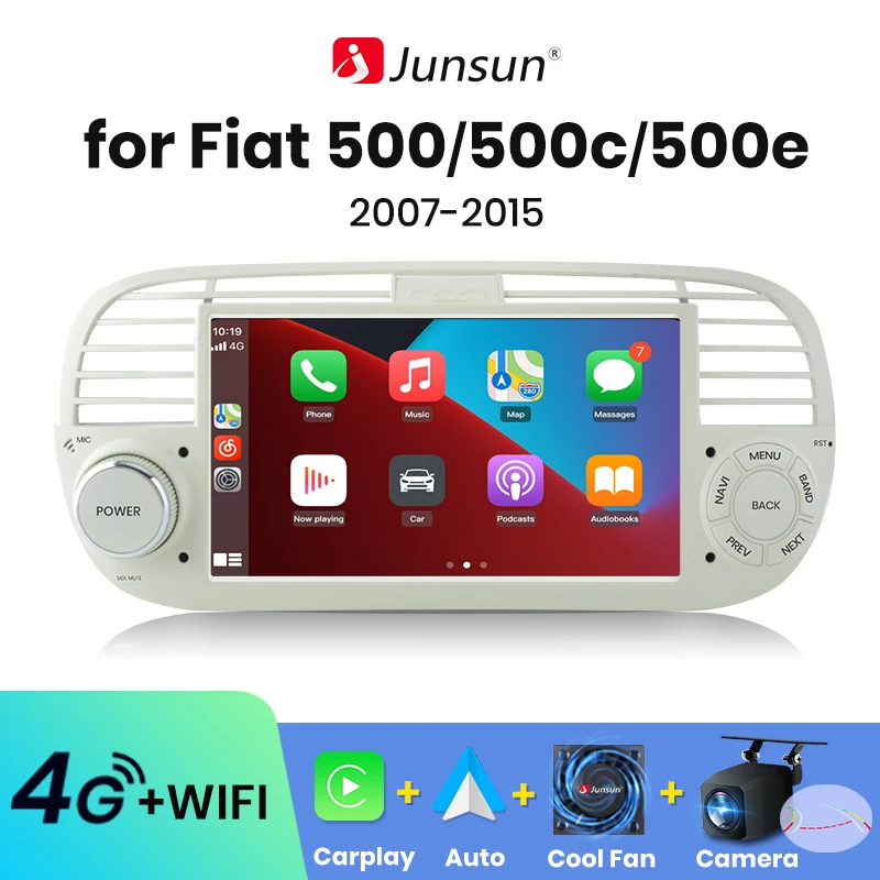 Junsun 7 inch car radio for FIAT 500 2007 2008 2009 2010-2015 car smart systems for Apple Carplay FM GPS SWC BT Android1