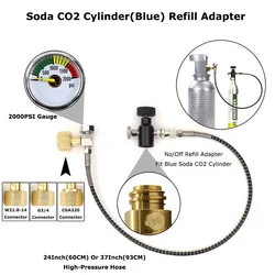 NEW Soda Water Stream CO2 Cylinder Refill Station Adaptor With Hose On/Off Adapter and W21.8-14(DIN 477) Or CGA320 Connector